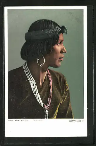 AK Navajo Indianer mit Kreolen und Stirnband