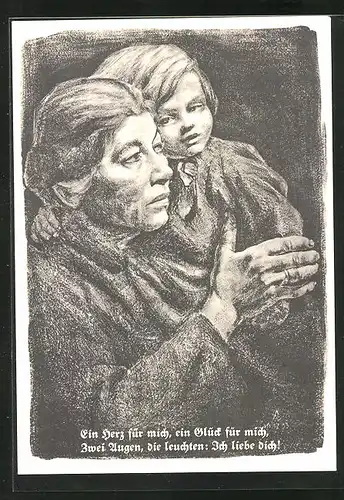 Künstler-AK sign. Robert Eder: Mutter mit ihrem Kind im Arm
