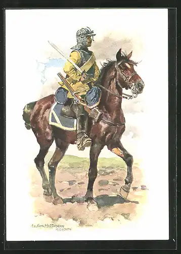 Künstler-AK Anton Hoffmann - München: 2. Chevauleger-Regiments Taxis, Reuter des Regiments zu Pferd, 1632
