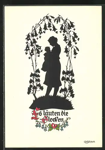 Künstler-AK Georg Plischke: Mutter mit ihrem Kind im Arm unter Blumenbogen