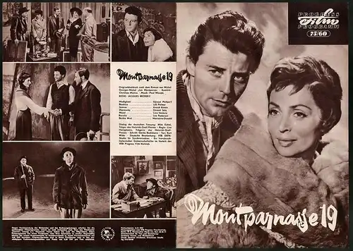 Filmprogramm PFP Nr. 75 /60, Montparnasse 19, Gérard Philipe, Lilli Palmer, Regie: Jacques Becker