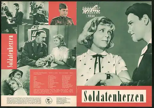 Filmprogramm PFP Nr. 85 /59, Soldatenherzen, W. Semljanikin, R. Makagonowa, Regie: Sergei Kolossow