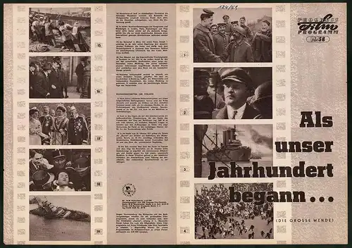 Filmprogramm PFP Nr. 16 /58, Als unser Jahrhundert begann..., Dokumentarfilm, Regie: Sergei Gurow