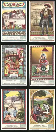 6 Sammelbilder Liebig, Serie Nr. 1400: Histoire de l`Inde, Le dieu Siva au sein de sa familie