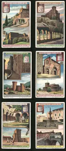 6 Sammelbilder Liebig, Serie Nr. 1184: Trésors Architecturaux du Latium, Loge du Palais des Papesá Viterbo
