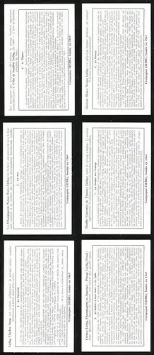 6 Sammelbilder Liebig, Serie Nr. 1582: Les Bateaux a Travers les Ages, La Galiote á trois mâts-Le Tjalk, La Caravelle