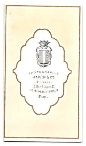 Fotografie Jamin, Paris, 13 Rue Chapon, adrett gekleideter Herr mit Brille