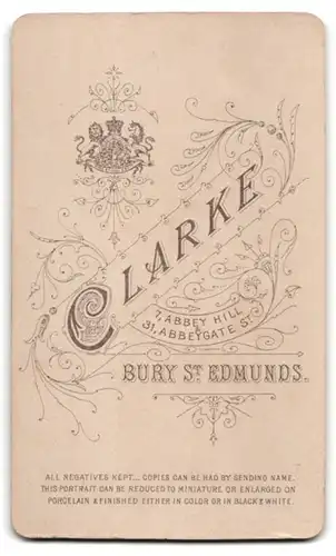 Fotografie Atelier Clarke, Bury St. Edmunds, 7 Abbey Hill, Portrait Dame im Festtagskleid