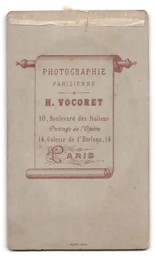 Fotografie H. Vocoret, Paris, 10 Boulevard des Italiens, Portrait betagter Herr im Festtagsanzug