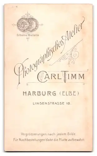 Fotografie Carl Timm, Harburg a. E., Lindenstrasse 18, Kleinkind im Kleid mit Karomuster