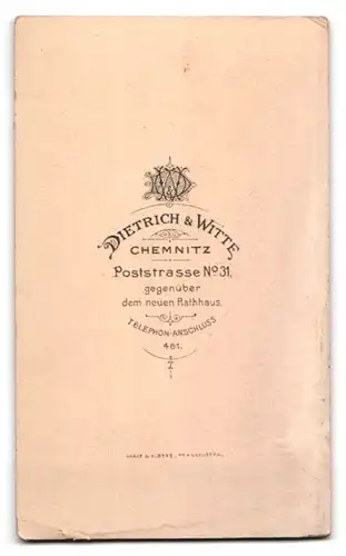 Fotografie Dietrich & Witte, Chemnitz, Poststr. 31, Portrait Mann im Anzug mit weisser Fliege und Moustache