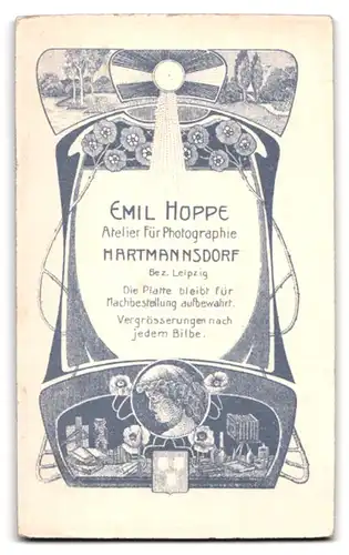 Fotografie Emil Hoppe, Hartmannsdorf, Portrait Dame im Spitzenkleid mit Hochsteckfrisur