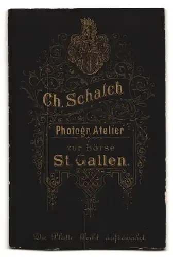 Fotografie Ch. Schalch, St. Gallen, Brustportrait älterer Herr im Anzug mit Fliege