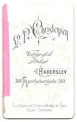 Fotografie L. N. Christensen, Haderslev, Apothekergade 310, Portrait zwei Damen in Biedermeierkleidern halten Händchen