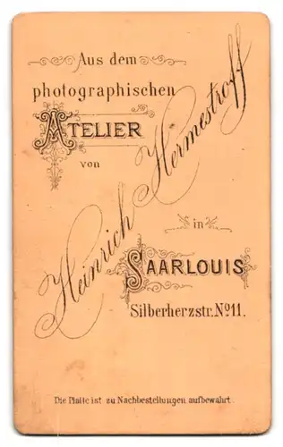 Fotografie Heinrich Hermestroff, Saarlouis, Silberherzstr. 11, Portrait Herr im Anzug mit Henriquatre Bart