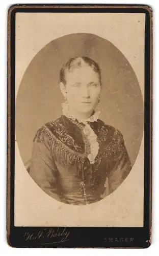 Fotografie H. F. Barby, Frederiksberg, Amagervei 45, Portrait Dame im Kleid mit Spitzenkragen