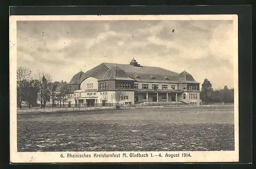 AK Mönchengladbach, Rheinisches Kunstturnfest 1914, Turnhalle