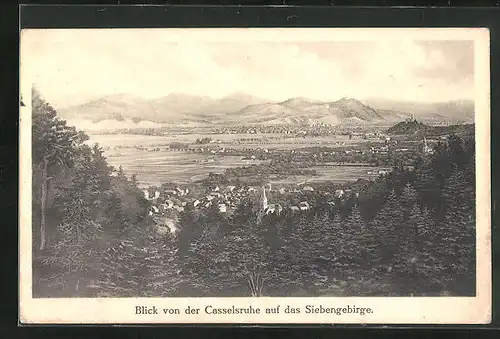 AK Bonn, Blick von der Casselruhe auf das Siebengebirge