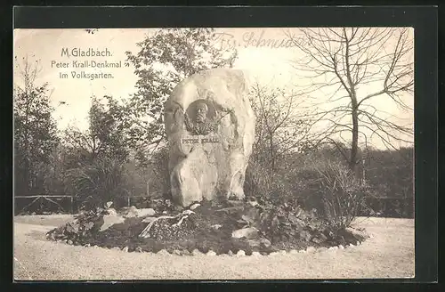 AK Mönchengladbach, Peter-Krall-Denkmal im Volksgarten