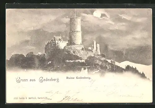 AK Godesberg, Ruine Godesberg bei Vollmond