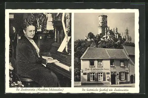 AK Bad Godesberg a. Rh., Gasthof zur Lindenwirtin, Die Lindenwirtin Ännchen Schumacher