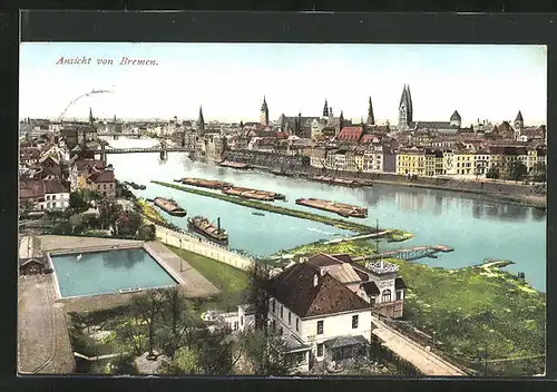 AK Bremen, Uferpartie mit Booten