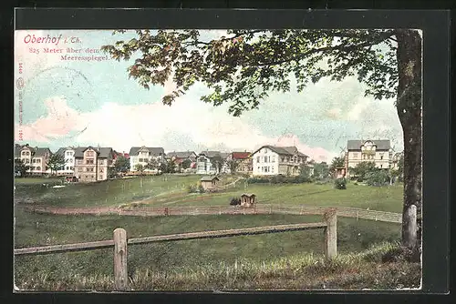 AK Oberhof i. Th., Ortspartie mit Baum