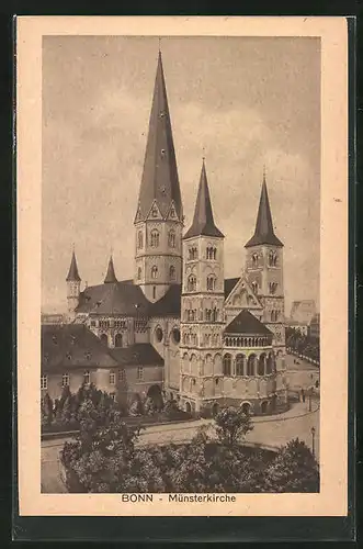 AK Bonn a. Rhein, Münsterkirche aus der Vogelschau