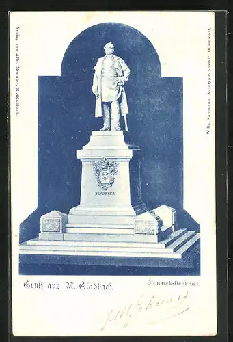 AK Mönchengladbach, Totalansicht des Bismarck-Denkmals