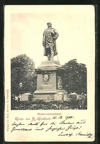 AK Mönchengladbach, Bismarck-Denkmal auf den Königsplatz