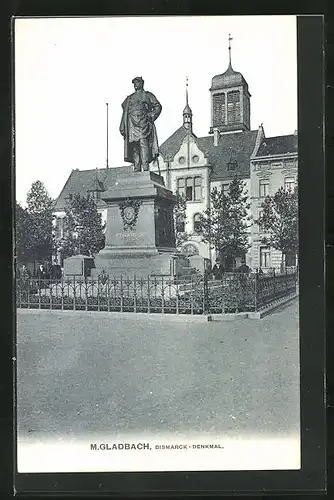 AK Mönchengladbach, Königsplatz mit Bismarck-Denkmal