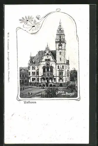 AK Rheydt, Rathaus mit Passanten