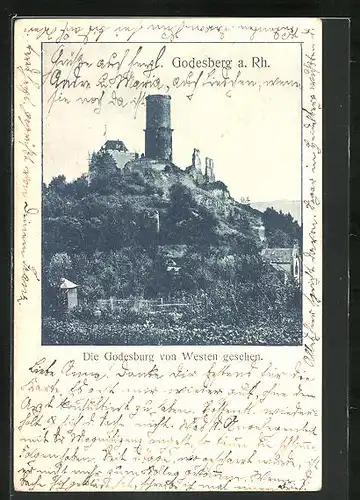 AK Godesberg a. Rh., Godesburg auf dem Hügel