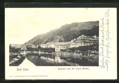 AK Bad Ems, Kurhaus mit der neuen Brücke
