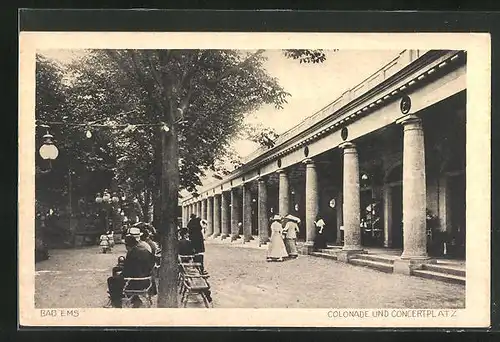 AK Bad Ems, Colonade und Concertplatz