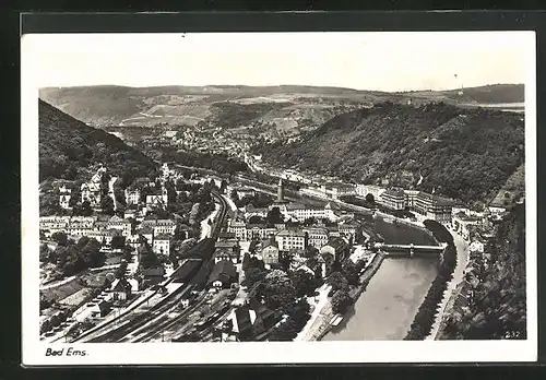 AK Bad Ems, Gesamtansicht mit Bahnhof