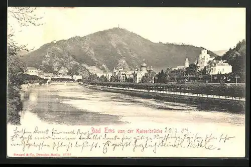 AK Bad Ems, Blick von der Kaiserbrücke