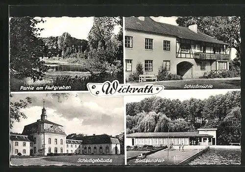 AK Wickrath, Schlossmühle, Badeanstalt, Partie am Flutgraben