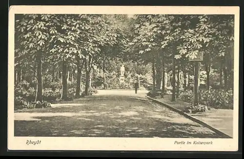 AK Rheydt, Partie im Kaiserpark mit Denkmal