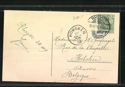 AK Rheydt, Partie im Kaiserpark mit Denkmal