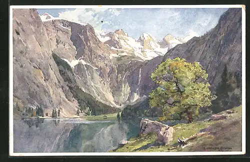 Künstler-AK Edward Harrison Compton: Obersee, Uferpartie mit Baum