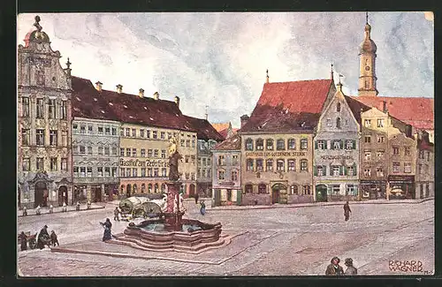 Künstler-AK Richard Wagner: Landsberg a. Lech, Hauptplatz