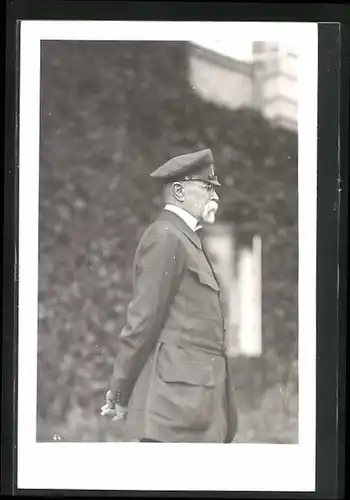 Foto-AK Präsident Masaryk (TGM) in Uniform mit Schirmmütze