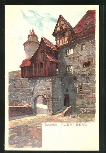 Künstler-AK Karl Mutter: Nürnberg, Am Burgthor