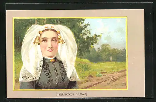 Künstler-AK Ijselmonde, Niederländerin in Tracht