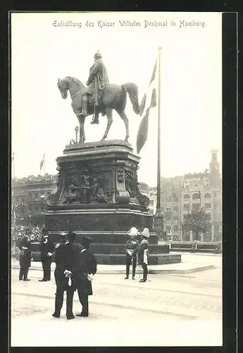 AK Hamburg, Enthüllung des Kaiser Wilhelm-Denkmals 20.6.1903, Passanten am Reiterdenkmal