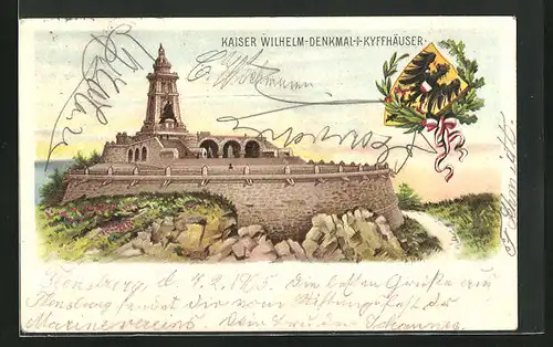 Lithographie Kyffhäuser, Kaiser Wilhelm-Denkmal am Kyffhäuser