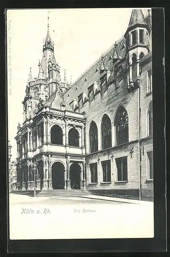 AK Köln / Rhein, Strassenpartie mit Rathaus