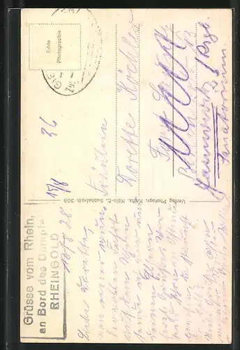 AK Köln, Rhein mit Dom und Dampfer