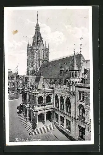 AK Köln, Rathaus aus der Vogelschau